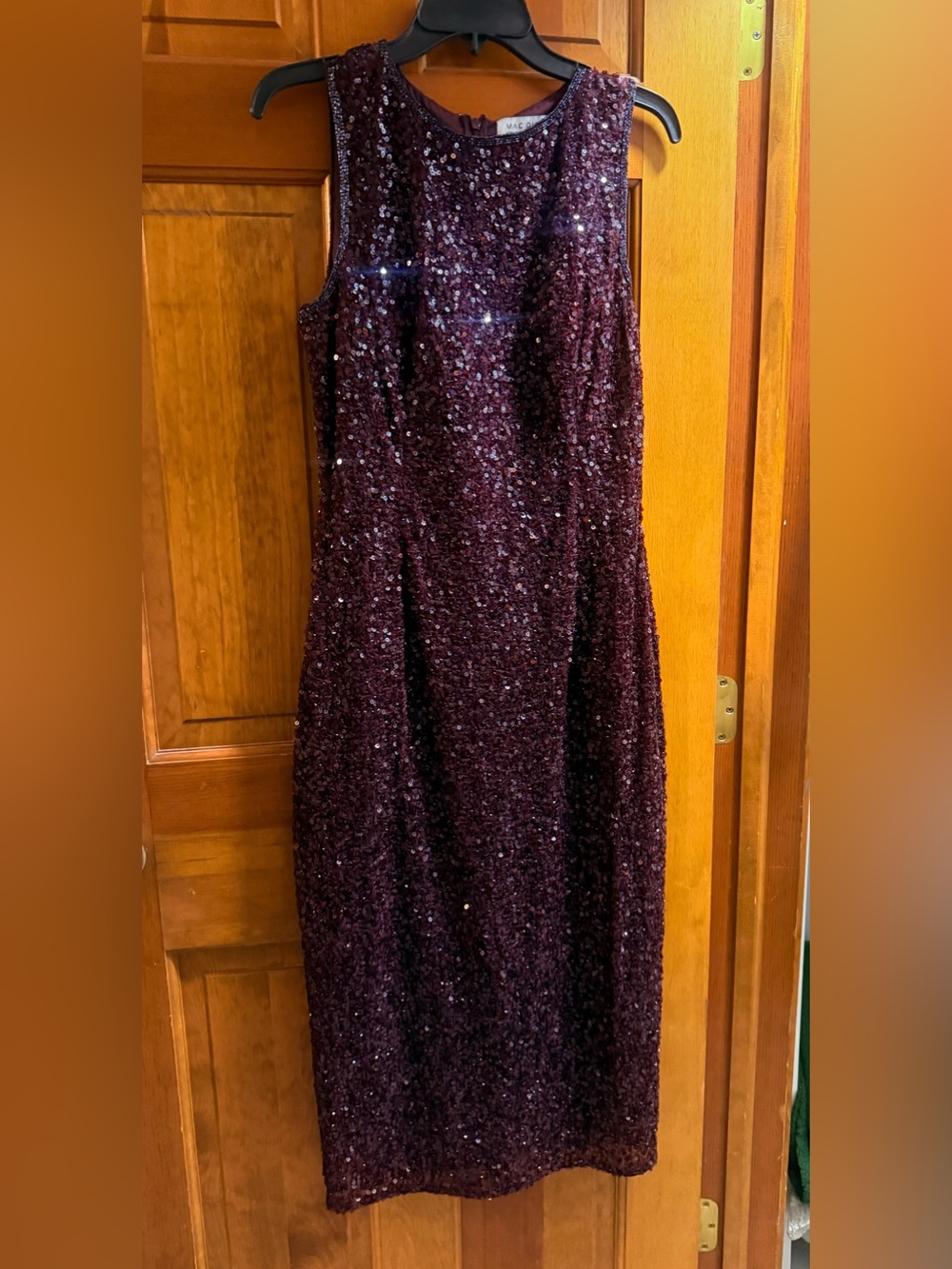 Mac Duggal Sleeveless Sequin Maxi Dress in Plum